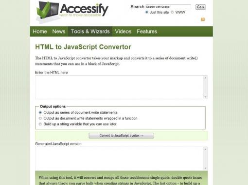 HTML to JavaScript convertor - 用JS输出HTML工具