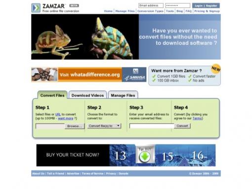 Zamzar – 在线文件格式转换