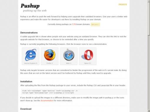 Pushuptheweb.com - 在网站上显示更新浏览器版本提示