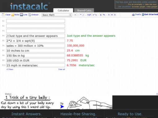 Instacalc - 在线实时计算器