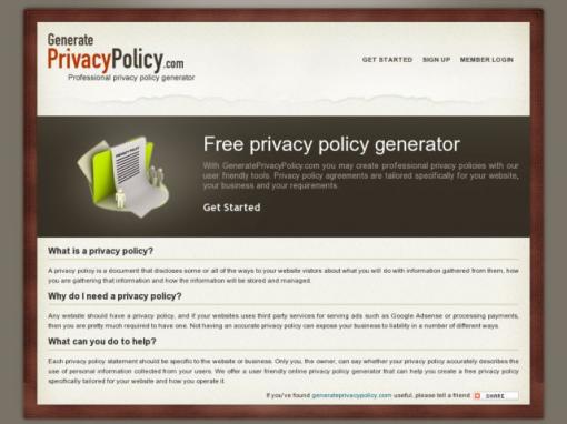 Create Free Privacy Policy - 创建网站隐私政策