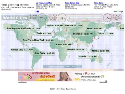 Time Zone Map - 世界时区地图