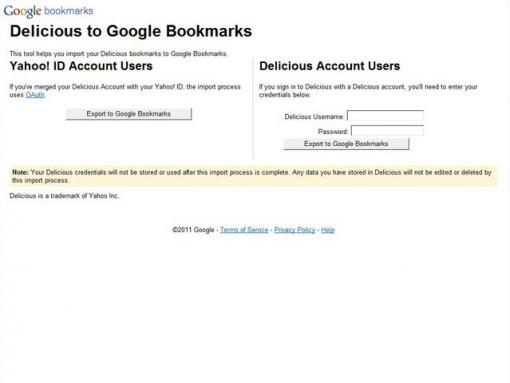Delicious to Google Bookmarks - 导出Delicious书签到Google书签